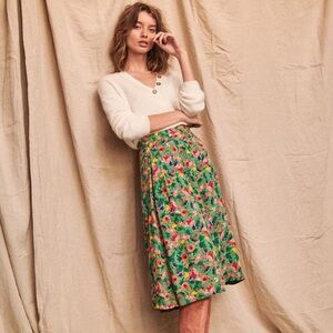 Sezane Multicolor Floral A-Line Skirt